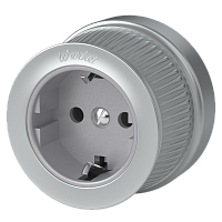 Розетка с заземлением матовый хром ретро WL19-10-01