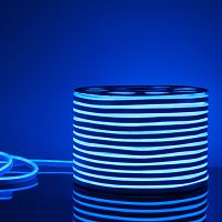 Светодиодный гибкий неон 220 В 9.6 Вт/м 120Led/м 2835 IP67, односторонний, синий, 50 м Гибкий неон 220V 9,6W 120Led 2835 IP67 односторонний синий, 50 м