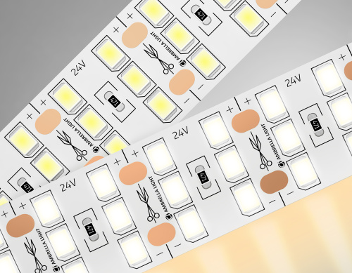 Светодиодная лента трехрядная 24В 2835 324Led 26Вт/м 3000K IP20 5м