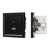 Механизм USB розетки SCT-TENDO-MUAC-PL-BK (5V, 3A, QC3) Arlight 054095