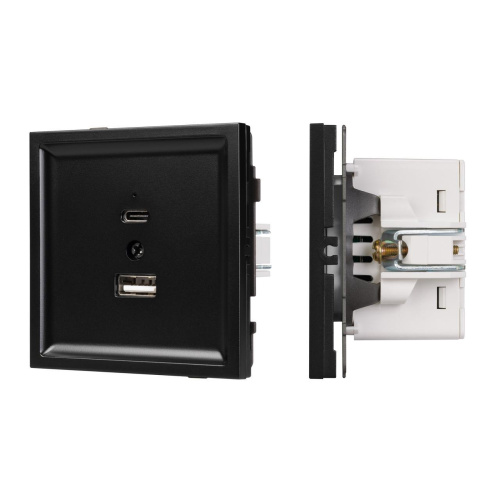 Механизм USB розетки SCT-TENDO-MUAC-PL-BK (5V, 3A, QC3) Arlight 054095 Механизм USB розетки SCT-TENDO-MUAC-PL-BK (5V, 3A, QC3) Arlight 054095