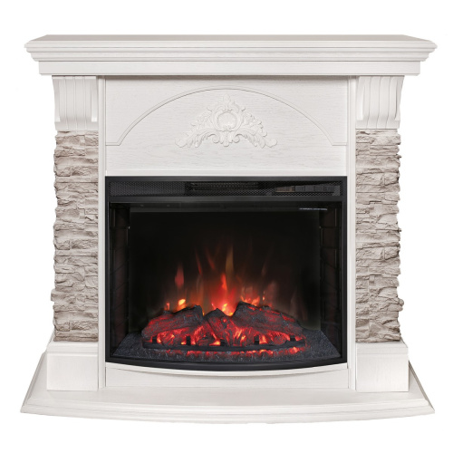 Каминокомплект ATHENA/АТЛАНТА GR Белый с очагом Электроочаг EVRIKA 25.5