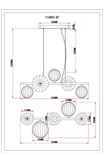 Светильник подвесной Moderli V10802-5P Renny фото 5 Светильник подвесной Moderli V10802-5P Renny фото 5