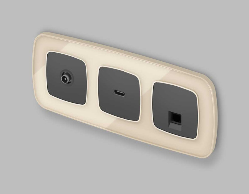 Комплект механизма компьютерной розетки RJ-45 экранированной с автоматической защитной шторкой OMEGA Графит Мягкое касание QUANT (OP9120, VM185) фото 2