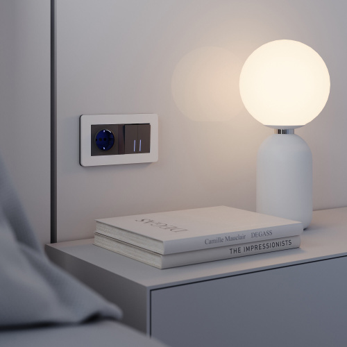 Рамка из поликарбоната на 2 поста Split белый/черный, soft-touch W0023068 фото 6