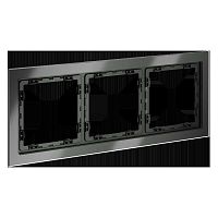 Рамка стеклянная Voltum S70 на 3 поста, (титан, стекло) VLS110306