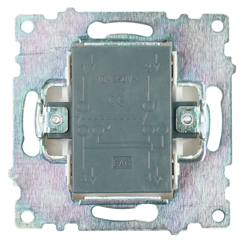 Переключатель перекрестный 1-клавишный (механизм), STEKKER GLS10-7110-01, 250V, 10А, серия Катрин, белый фото 3