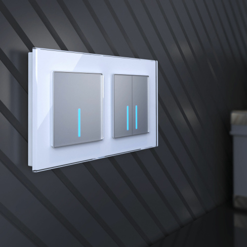 Сенсорный выключатель двухклавишный с подсветкой 1000 Вт серебряный W4520006 фото 2 Сенсорный выключатель двухклавишный с подсветкой 1000 Вт серебряный W4520006 фото 2