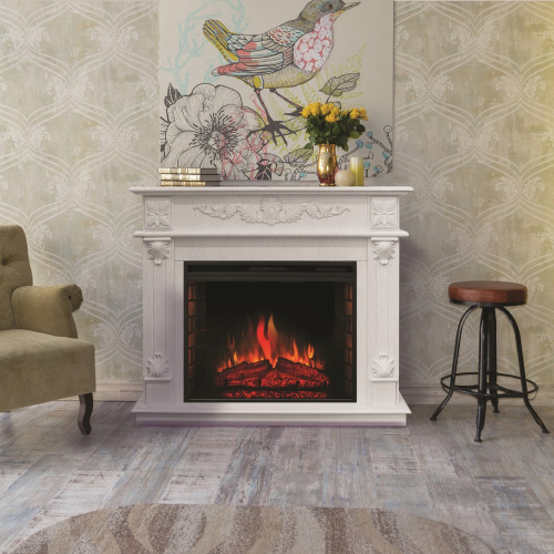 Каминокомплект PHILADELPHIA/ВЕРОНА Белое золото с очагом Электроочаг EPSILON 26 фото 6