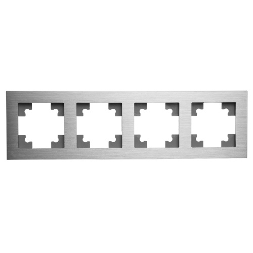 Рамка 4-местная, металл, STEKKER, MFR00-7004-03, серия Катрин, серебро фото 2