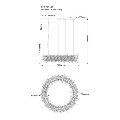 Подвесная люстра Augusto FL1212-8P фото 2