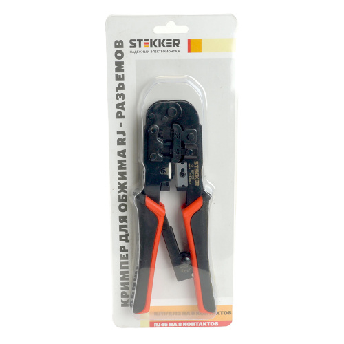 Кримпер STEKKER CTLS007 для обжима RJ разъемов RJ-45 (8P8C), RJ-12 (6P6C) и RJ-11 (6P4C и 6P2C), черный, красный фото 3