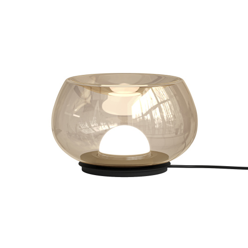 Настольная лампа FLOA, 12 Вт, 3000К, ?220 мм, металл, стекло, черный, янтарный фото 3
