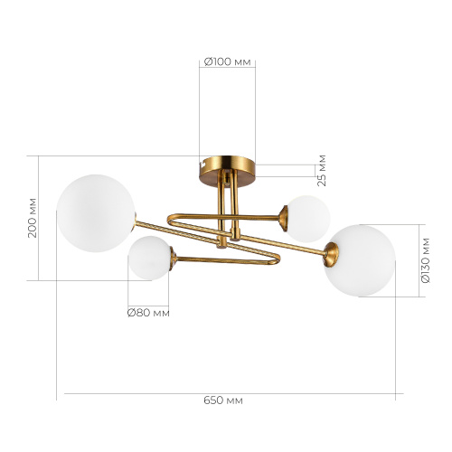 SLE2211-302-04 Светильник потолочный Латунь/Белый G9 LED 4*5W FANTINI фото 2