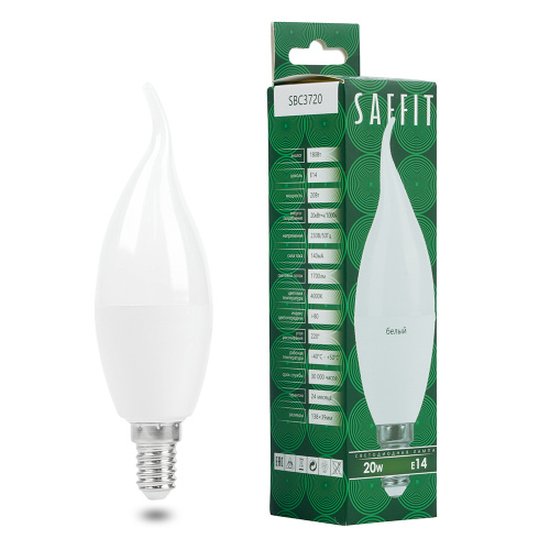 Лампа светодиодная SAFFIT SBC3720 Свеча на ветру E14 20W 230V 4000K