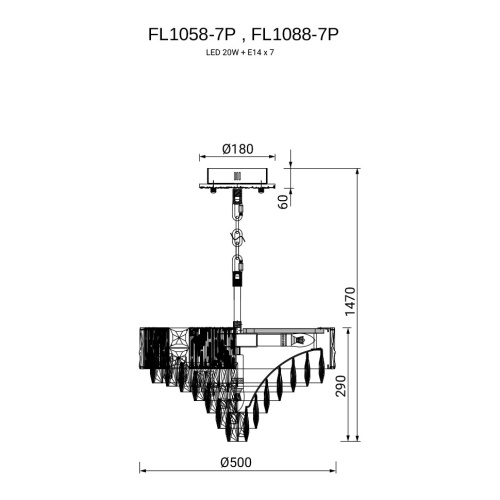 Люстра подвесная Delight Chrome FL1088-7P фото 2