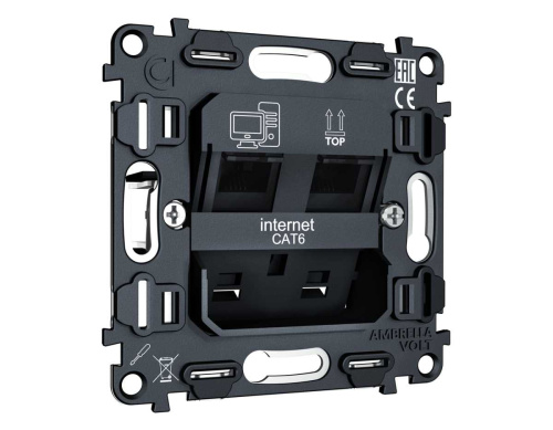 Механизм компьютерной двойной розетки RJ-45 (8P8C) CAT6 Ambrella Volt VM189 фото 4