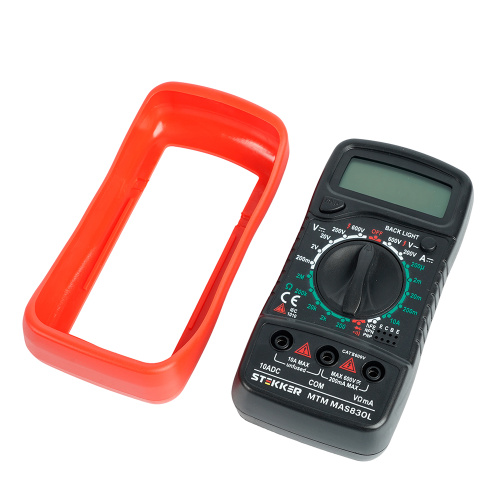 MTM MAS830L Мультиметр цифровой, 1999 отсчетов, батарея крона, ручная регулировка, черный/красный, TM STEKKER фото 4