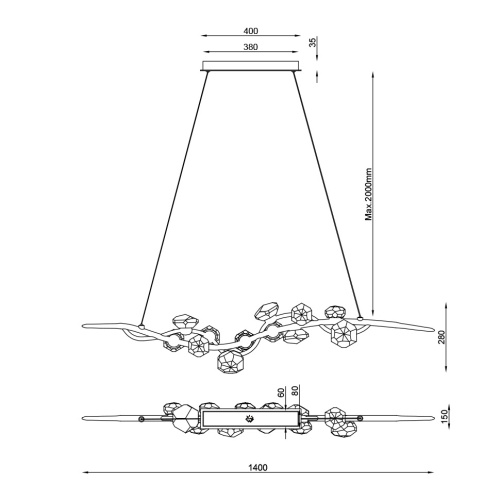 Подвесная люстра Pleiade Brass FL1223-12PL Подвесная люстра Pleiade Brass FL1223-12PL