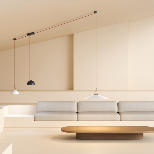 DK5664-WH+BK Cветильник для трека-ремня Belty Smart, серия Flow, со светодиодом, D300*H71мм, 48V DC, 20W, RA90, 120°, 2700-6500K, IP20, белый с черным, алюминий фото 4