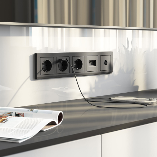 ТВ-розетка оконечная (графит матовый) W1183064 фото 2