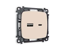 Комплект механизма розетки AMBRELLA VOLT OMEGA Бежевый матовый 2USB A+C 20W (быстрая зарядка) QUANT (OP3310, VM177) MO331010