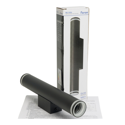 Светильник Feron ML1004 LUNA настенный под лампу 2*GU10, черный фото 4