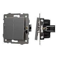 Механизм выключателя двухклавишный непроходной SWT-MK02-PL-GR-V (250V, 10A) Arlight 049889