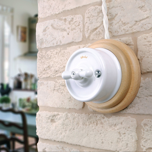 Переключатель/выключатель одноклавишный белый Ретро W5612001 фото 6