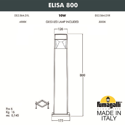 Садовый светильник-столбик FUMAGALLI ELISA 800 DS2.564.000.LXD1L фото 2 Садовый светильник-столбик FUMAGALLI ELISA 800 DS2.564.000.LXD1L фото 2
