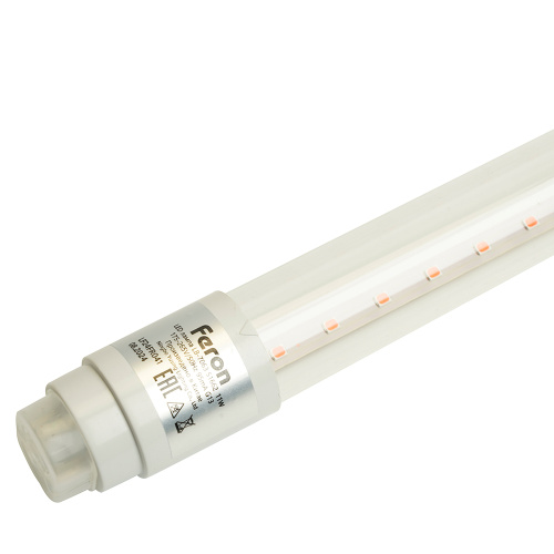 Лампа светодиодная для растений T8 Feron LB-7063 G13 стекло 0,6м 11W 175-265V красно-синий спектр фото 3