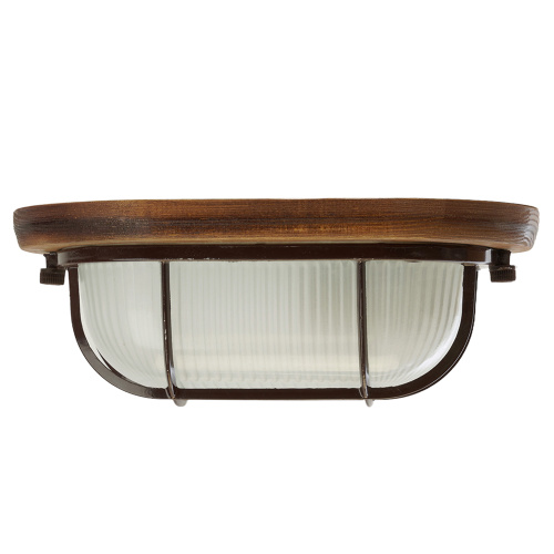 Светильник накладной IP54, 220V 60Вт Е27, дерево, орех, овал, с решеткой, НБО 04-60-022 фото 9