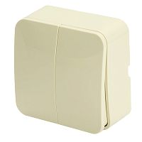 Выключатель открытой установки 2-клавишный, STEKKER, 250В, 10А, IP20, серия София, слоновая кость, MSW10-20-04