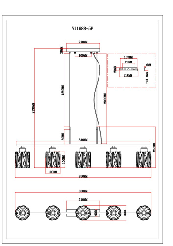 Люстра подвесная Moderli V11688-5P Prismique фото 2 Люстра подвесная Moderli V11688-5P Prismique фото 2