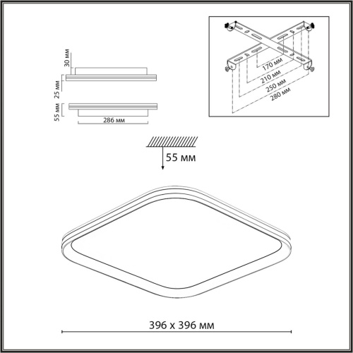 7750/72L MITRA LED SN 544 Светильник металл/PMMA/белый LED 72Вт 3000-6000К 396х396 IP20 пульт ДУ BETA фото 3 7750/72L MITRA LED SN 544 Светильник металл/PMMA/белый LED 72Вт 3000-6000К 396х396 IP20 пульт ДУ BETA фото 3