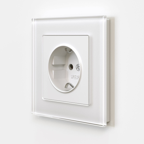 Розетка с заземлением и шторками (белый матовый) W1171161 фото 3