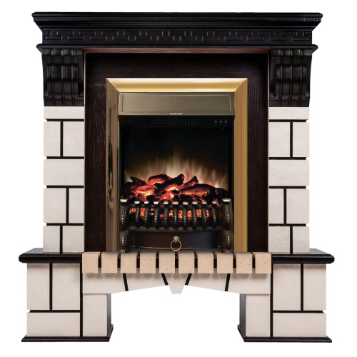 Электрокамин RealFlame Stone AO античный дуб с очагом Fobos Lux Brass фото 2 Электрокамин RealFlame Stone AO античный дуб с очагом Fobos Lux Brass фото 2