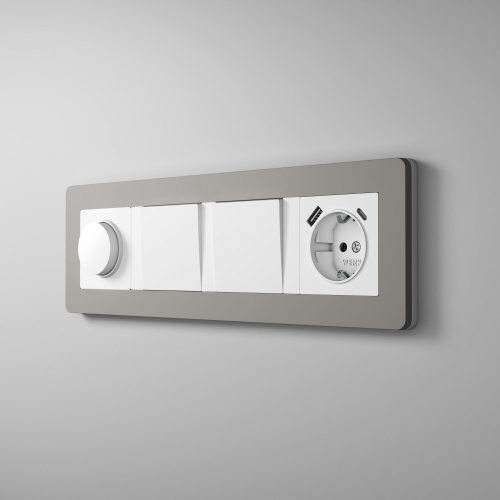 Рамка из поликарбоната на 4 поста Split дымчатый/белый, soft-touch W0043067 фото 4 Рамка из поликарбоната на 4 поста Split дымчатый/белый, soft-touch W0043067 фото 4