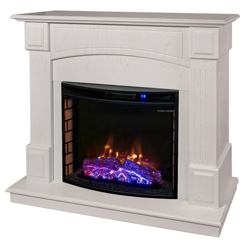 Каминокомплект CAROLINA/БОСТОН Береза белая с очагом Электроочаг QUEEN/КУИН 25.5 фото 2
