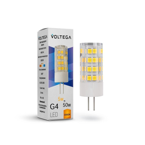 Лампа светодиодная Voltega G4 5W 3000К прозрачная VG9-K3G4warm5W 7183
