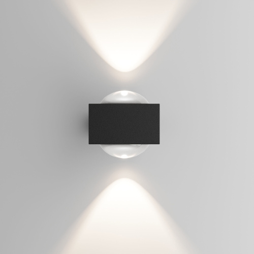 Уличный настенный светильник со светодиодами Lenses черный 35191/W фото 4