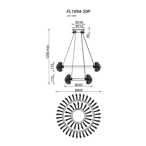 Люстра подвесная Marine FL1094-20P фото 3