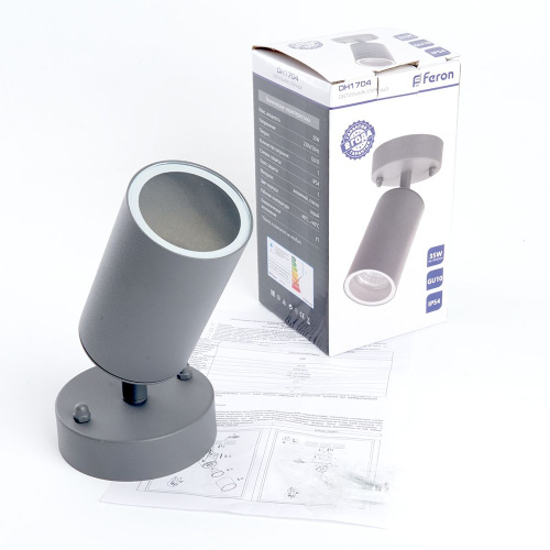 Светильник садово-парковый Feron DH1704, на стену, GU10 230V 35w, серый (на стену) фото 8
