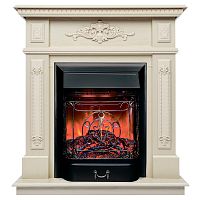 Каминокомплект LILIAN/НИКОЛЬ Бук жемчуг с очагом Электроочаг MAJESTIC LUX RC/МАДЖЕСТИК С ПУЛЬТОМ