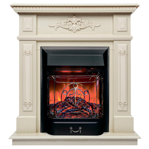 Каминокомплект LILIAN/НИКОЛЬ Бук жемчуг с очагом Электроочаг MAJESTIC LUX RC/МАДЖЕСТИК С ПУЛЬТОМ