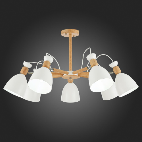 SLE103802-07 Светильник потолочный Светлое дерево, Белый/Белый E27 7*60W BALCAMO фото 9