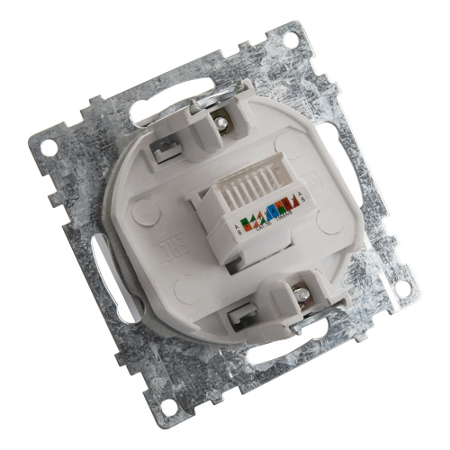 Розетка компьютерная 1-местная RJ-45 (механизм), STEKKER GLS00-7107-03, серия Катрин, серебро фото 7