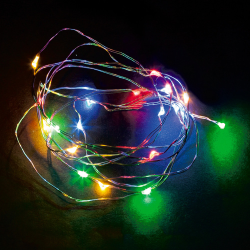 Светодиодная гирлянда Feron CL570 линейная Роса, мультиколор, 2м + 0.5м, с питанием от батареек, прозрачный шнур фото 3