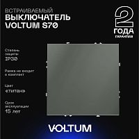 Выключатель встраиваемый Voltum S70 одноклавишный 10А, (титан) VLS010106