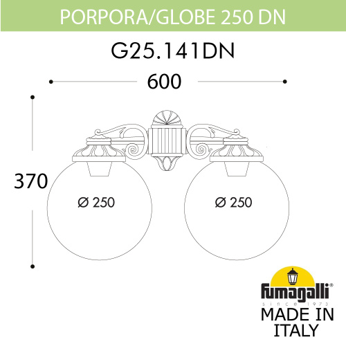 Fumagalli Светильник уличный настенный FUMAGALLI PORPORA/G250 G25.141.000.BXE27DN фото 2 Fumagalli Светильник уличный настенный FUMAGALLI PORPORA/G250 G25.141.000.BXE27DN фото 2